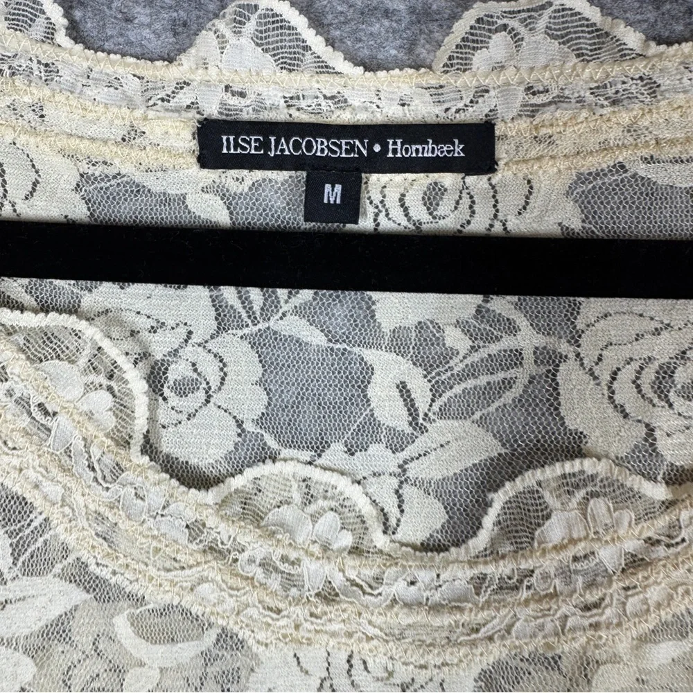 Ilse Jacobsen Y2K Cream Lace Top Size M Romantic Floral Sheer Ethereal Indie - Picture 3 of 12